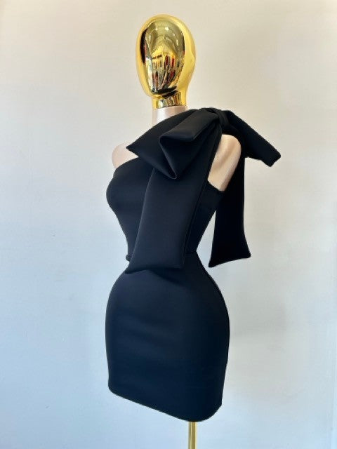One Shoulder Bow Mini Dress