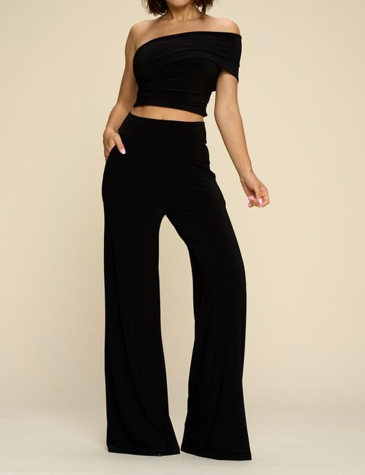 One Shoulder Black Set