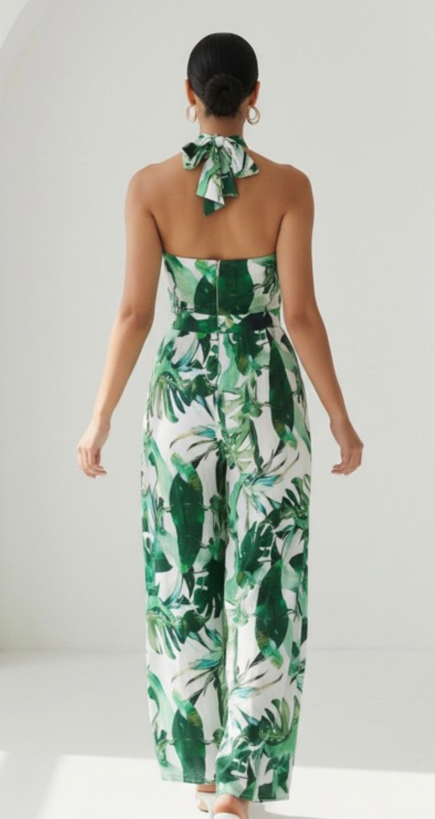 Green Leaf Halter Neck Jumpsuit