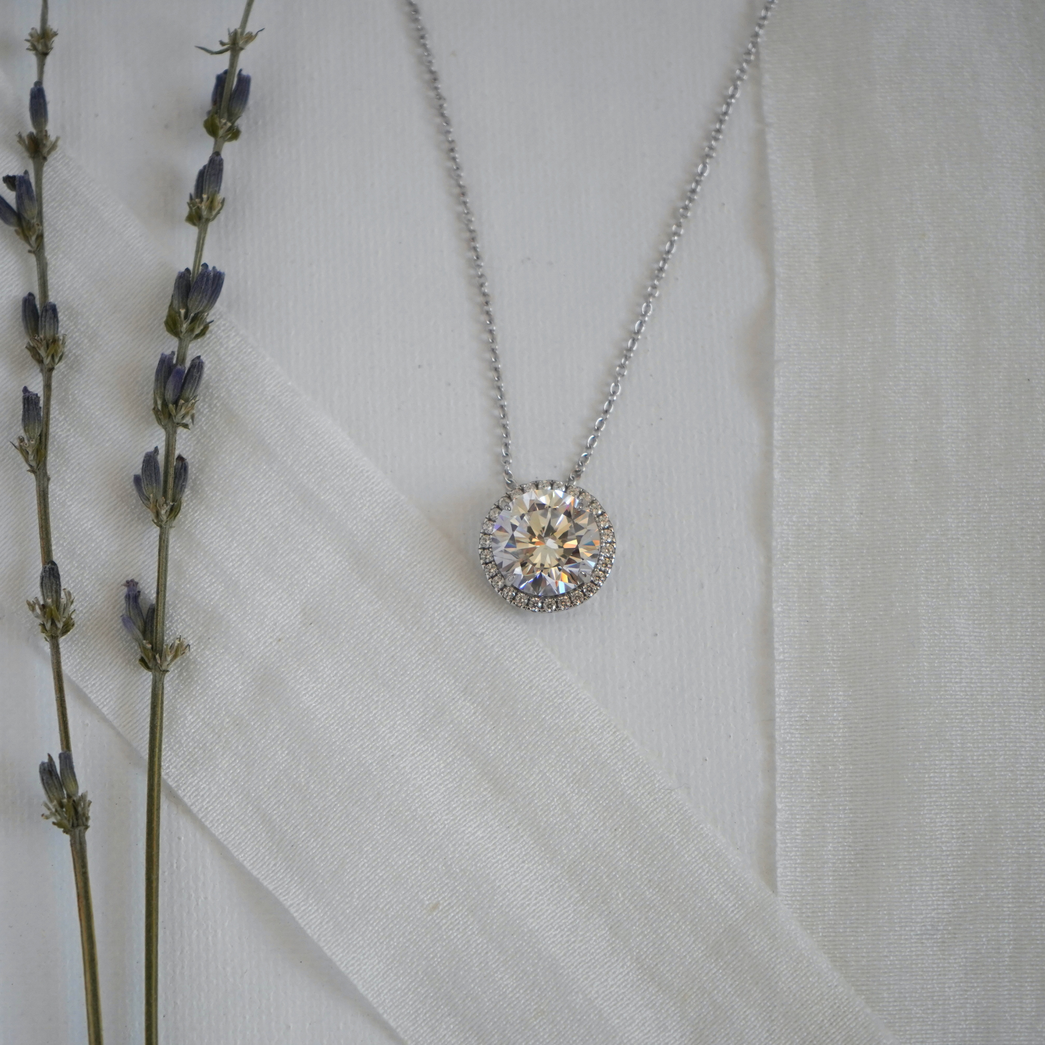 Round Halo Necklace