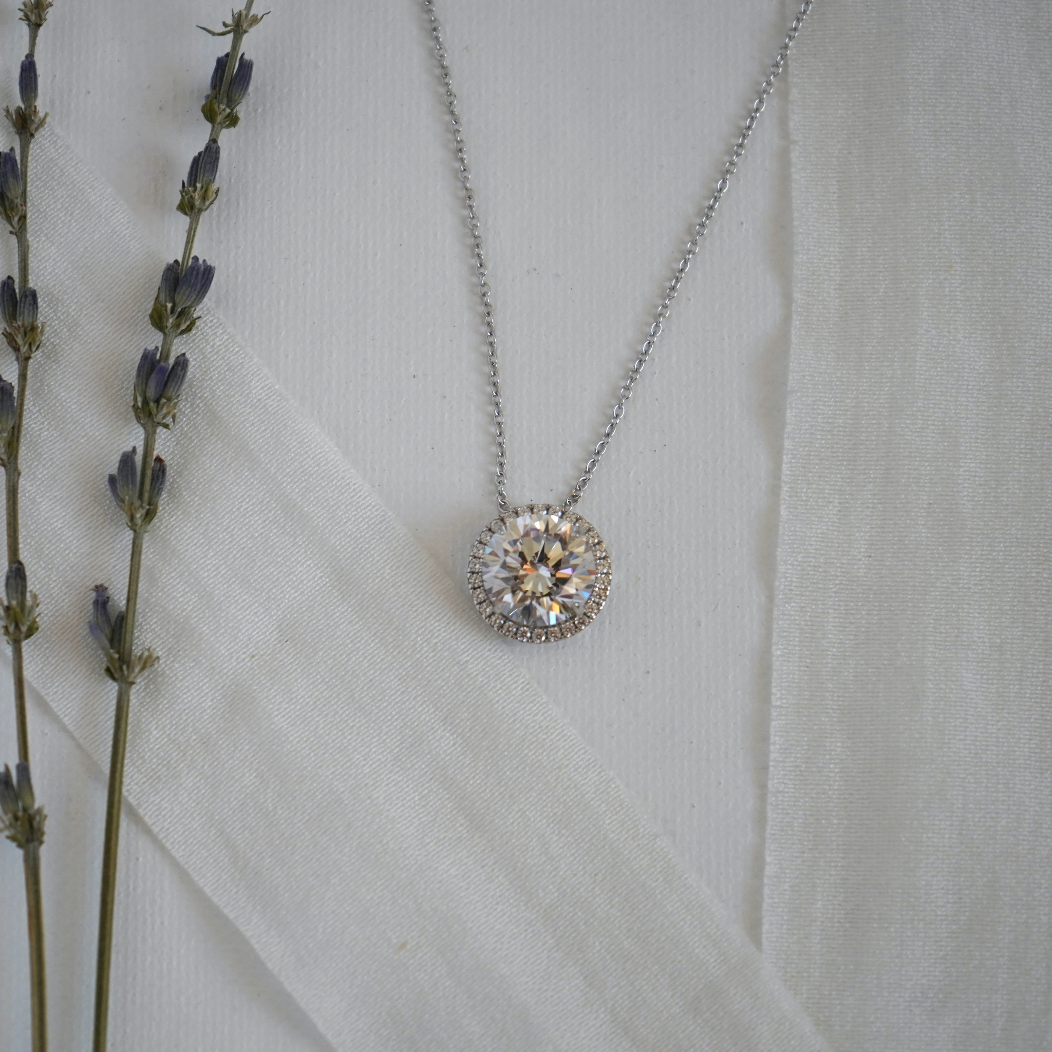 Round Halo Necklace