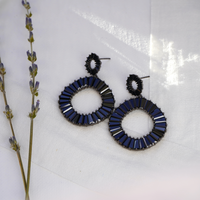 Double Circle Black Earrings