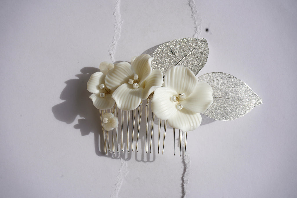 Calla Flowers and Leaves Comb