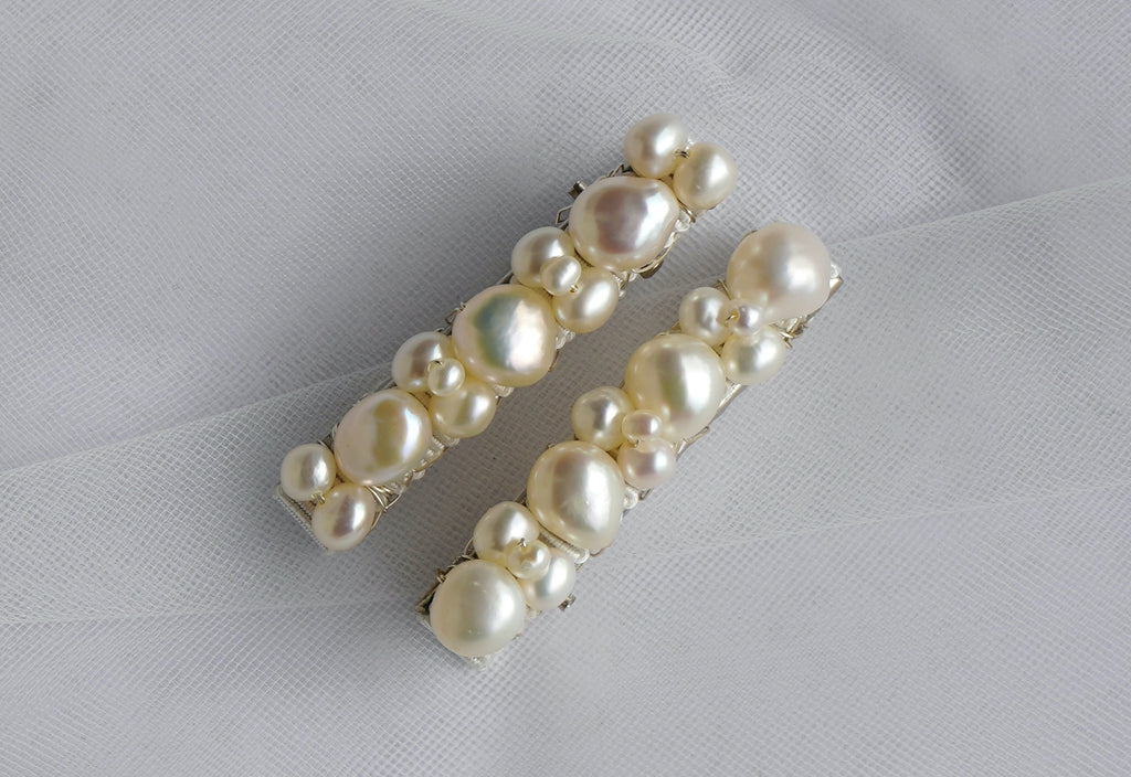 Pearl Cluster Barrette Set