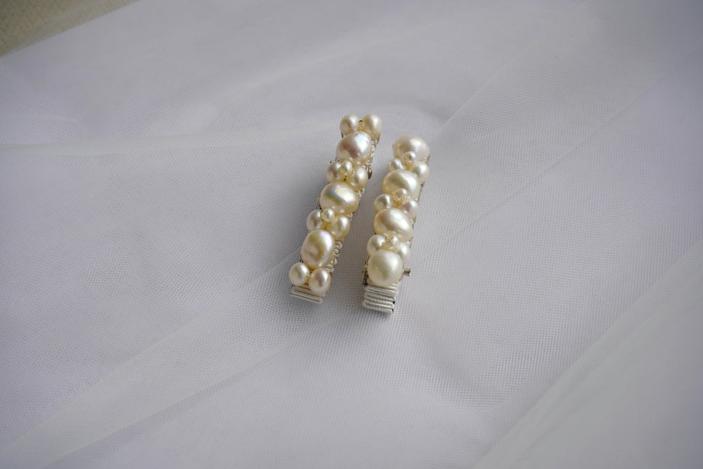 Pearl Cluster Barrette Set