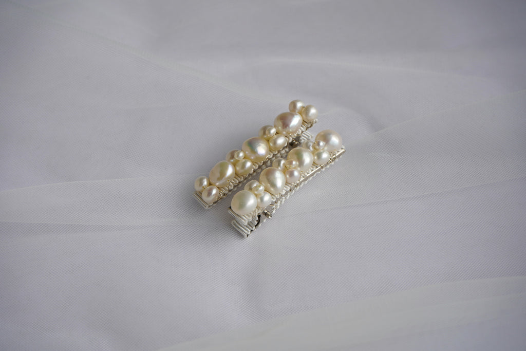 Pearl Cluster Barrette Set