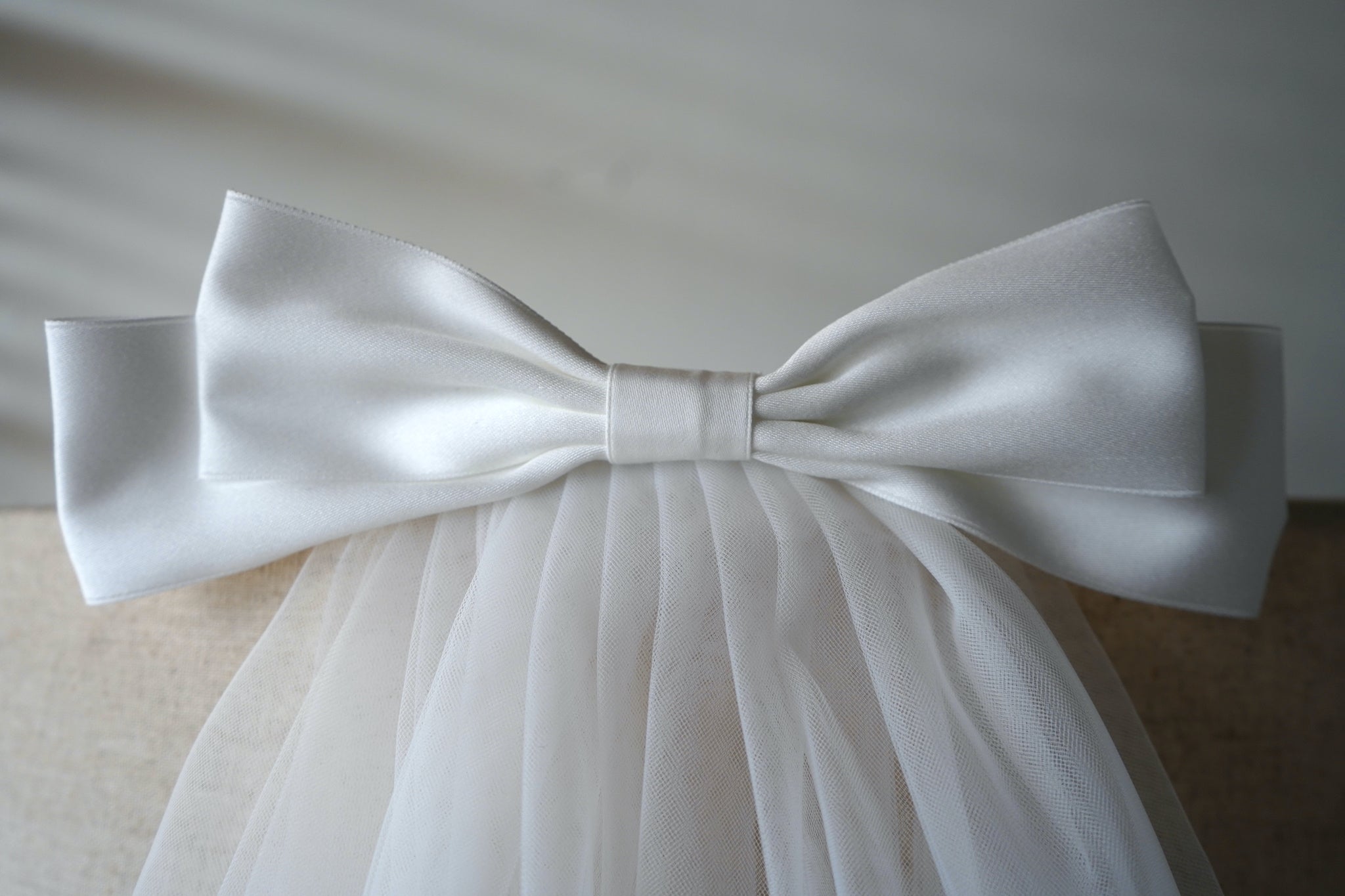 Double Satin Bow Two Layer Veil