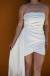 Anna Draped Side Fringe Dress
