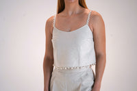 Pearl Linen Blend Crop Top