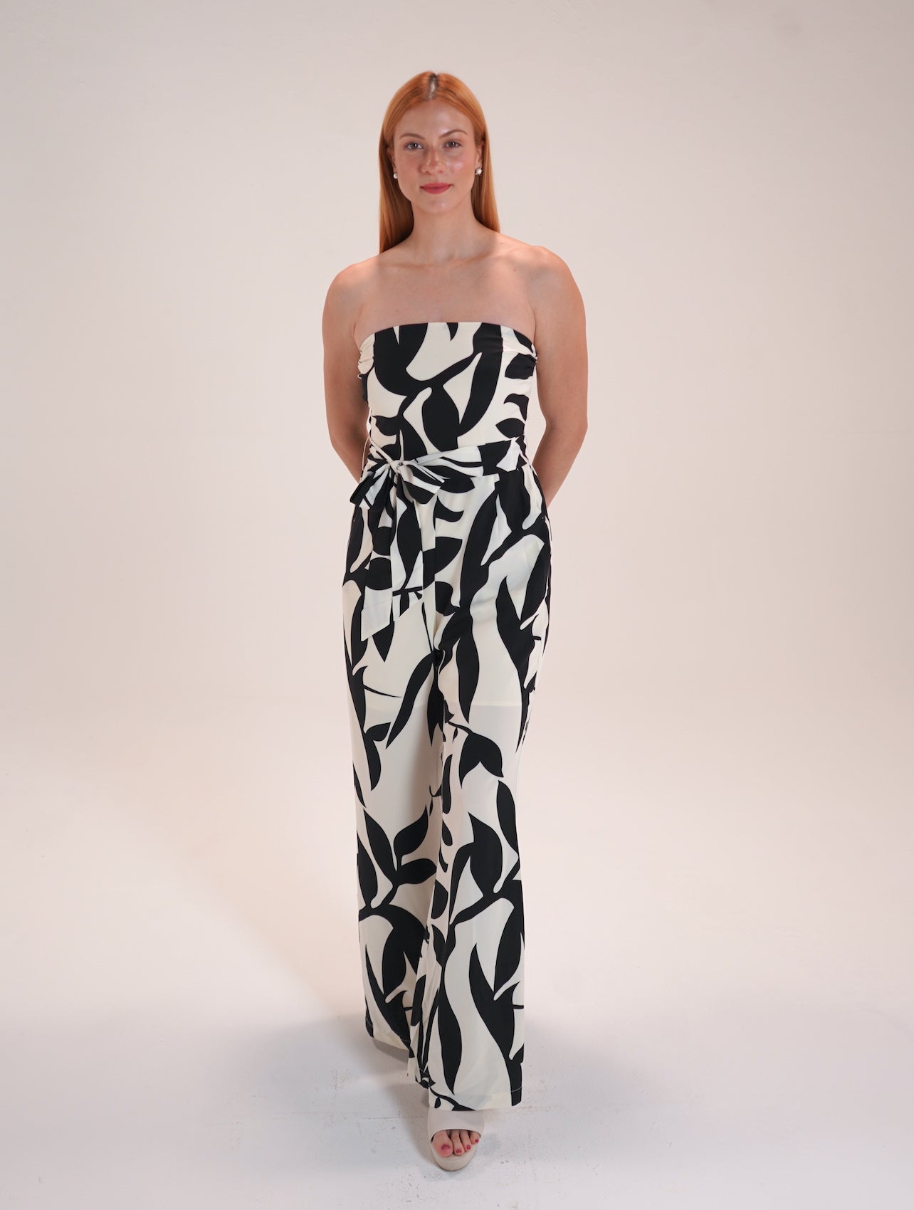 Strapless Black and Cream Jumpsuit