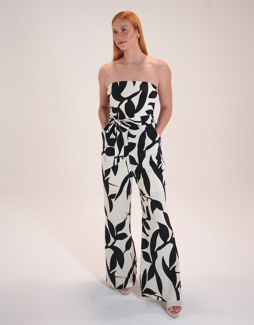 Strapless Black and Cream Jumpsuit
