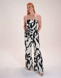 Strapless Black and Cream Jumpsuit