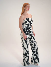 Strapless Black and Cream Jumpsuit