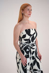 Strapless Black and Cream Jumpsuit