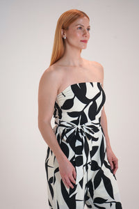 Strapless Black and Cream Jumpsuit