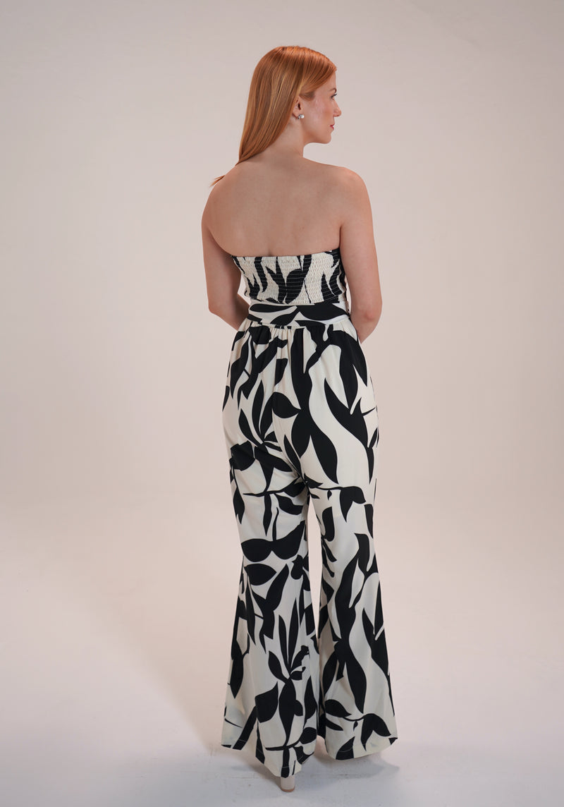 Strapless Black and Cream Jumpsuit