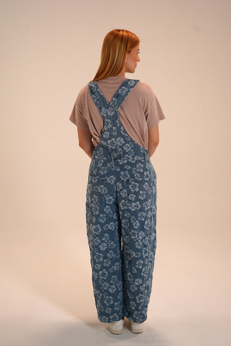 Floral Denim Overalls