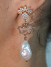 Crystals and Pearl Long Earrings