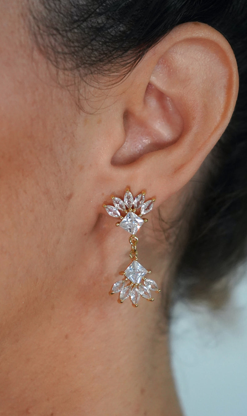 Double Fan Drop Earrings