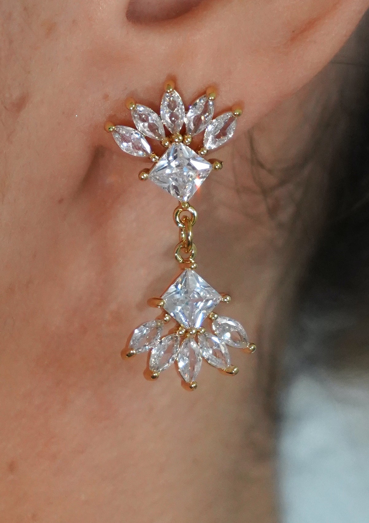 Double Fan Drop Earrings