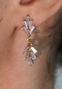 Staggered Crystals Small Earrings