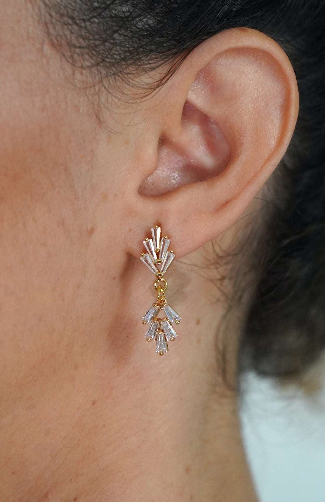 Staggered Crystals Small Earrings