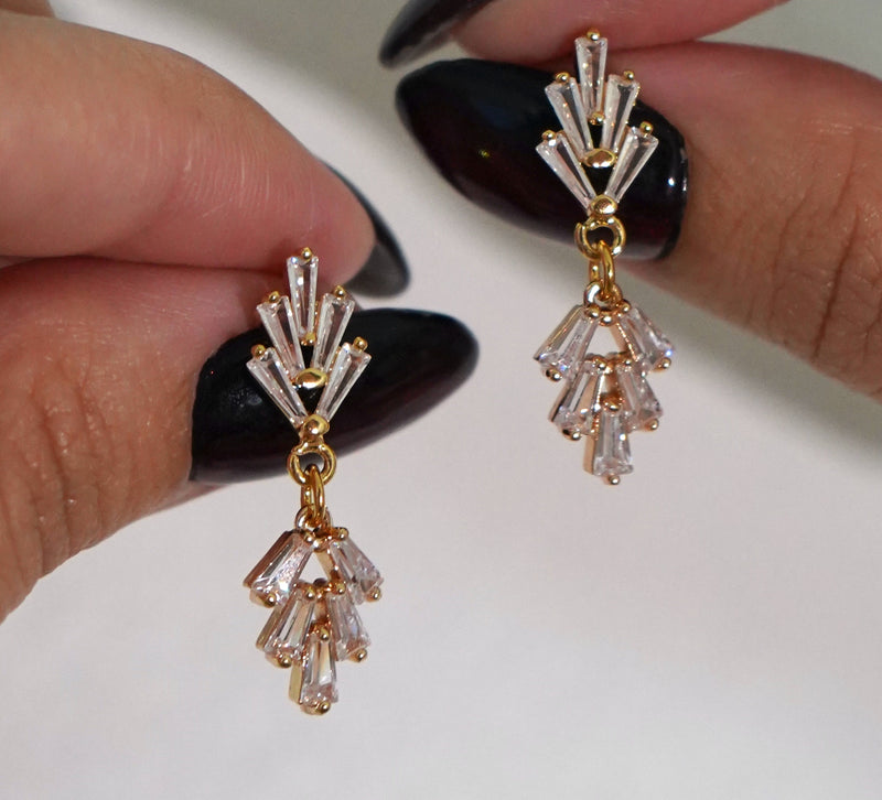 Staggered Crystals Small Earrings
