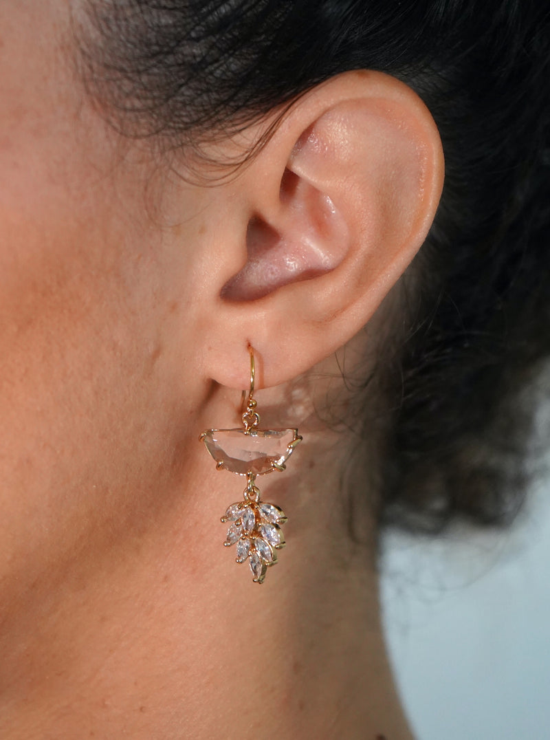 Leaf Crystals Drop Earrings
