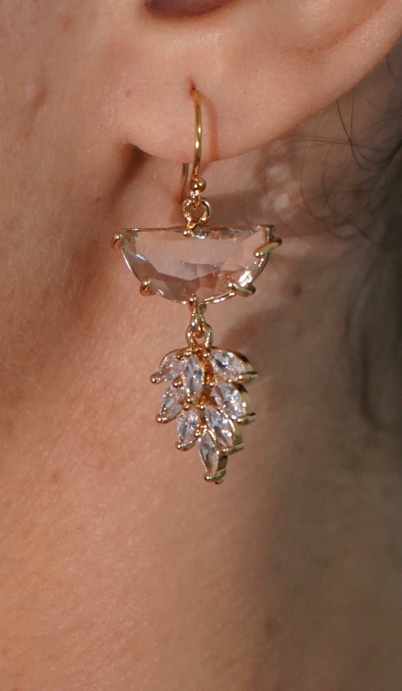 Leaf Crystals Drop Earrings