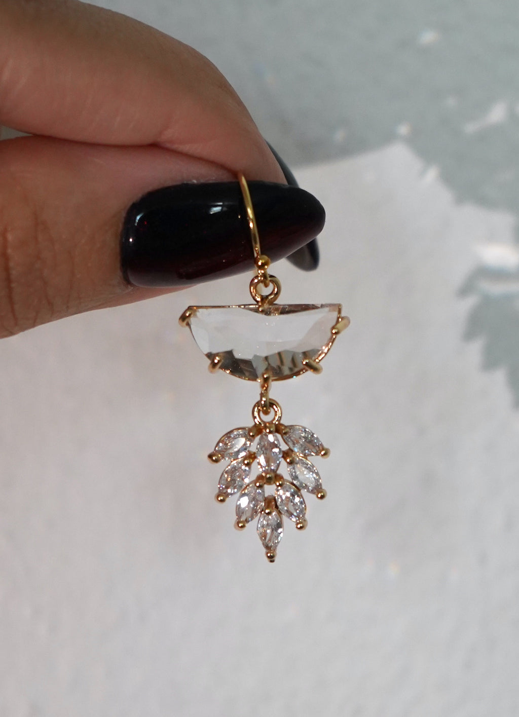 Leaf Crystals Drop Earrings