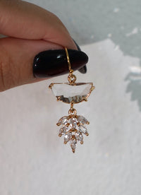 Leaf Crystals Drop Earrings