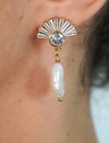 Fan Pearl Drop Earrings