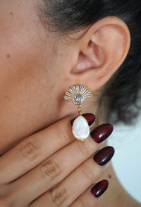 Fan Pearl Drop Earrings