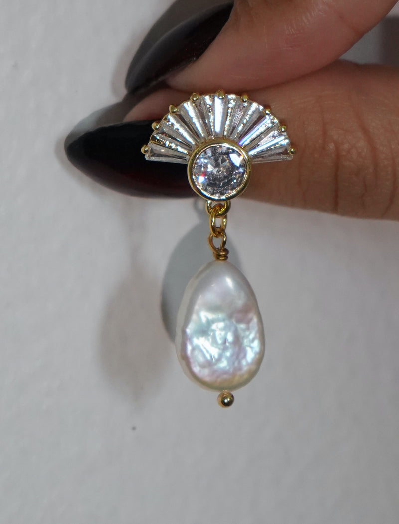 Fan Pearl Drop Earrings