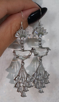 Art Deco Silver Long Earrings
