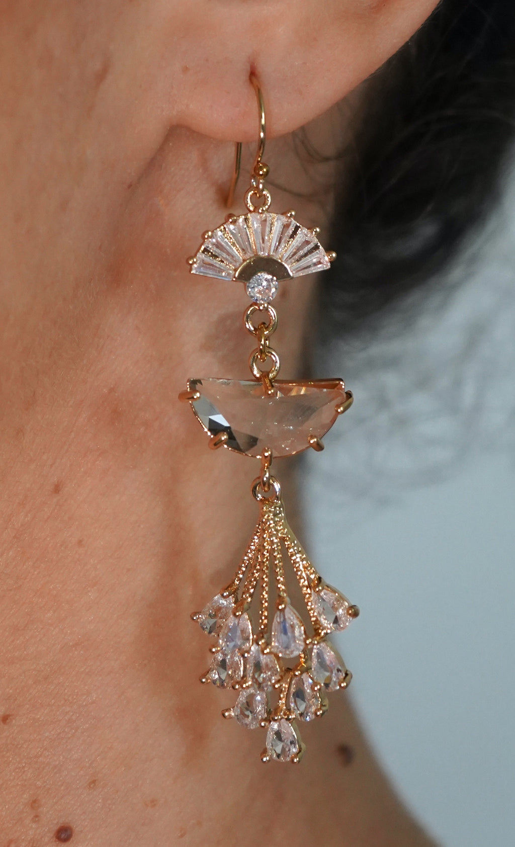 Art Deco Gold Long Earrings