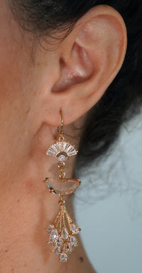 Art Deco Gold Long Earrings