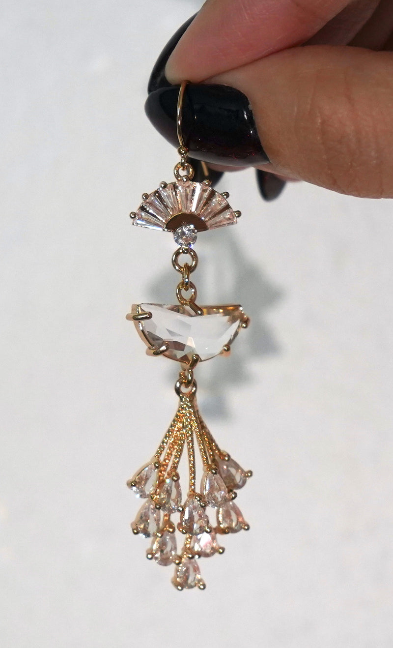 Art Deco Gold Long Earrings