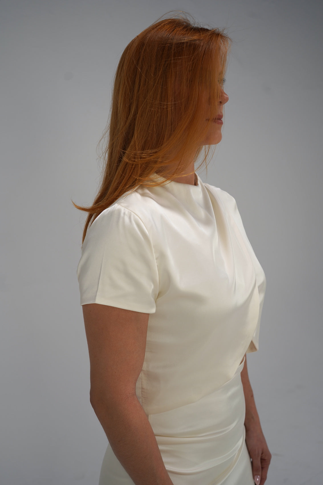 Top & Skirt Satin Cream Set