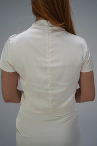 Top & Skirt Satin Cream Set