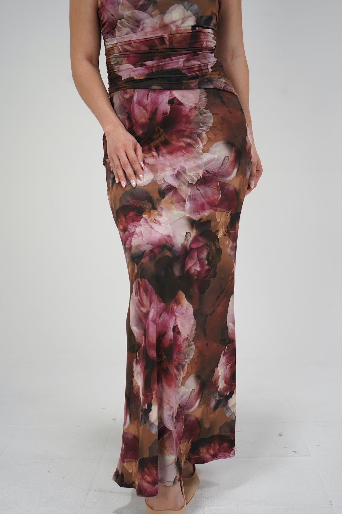 Pink Tones Floral Skirt Set