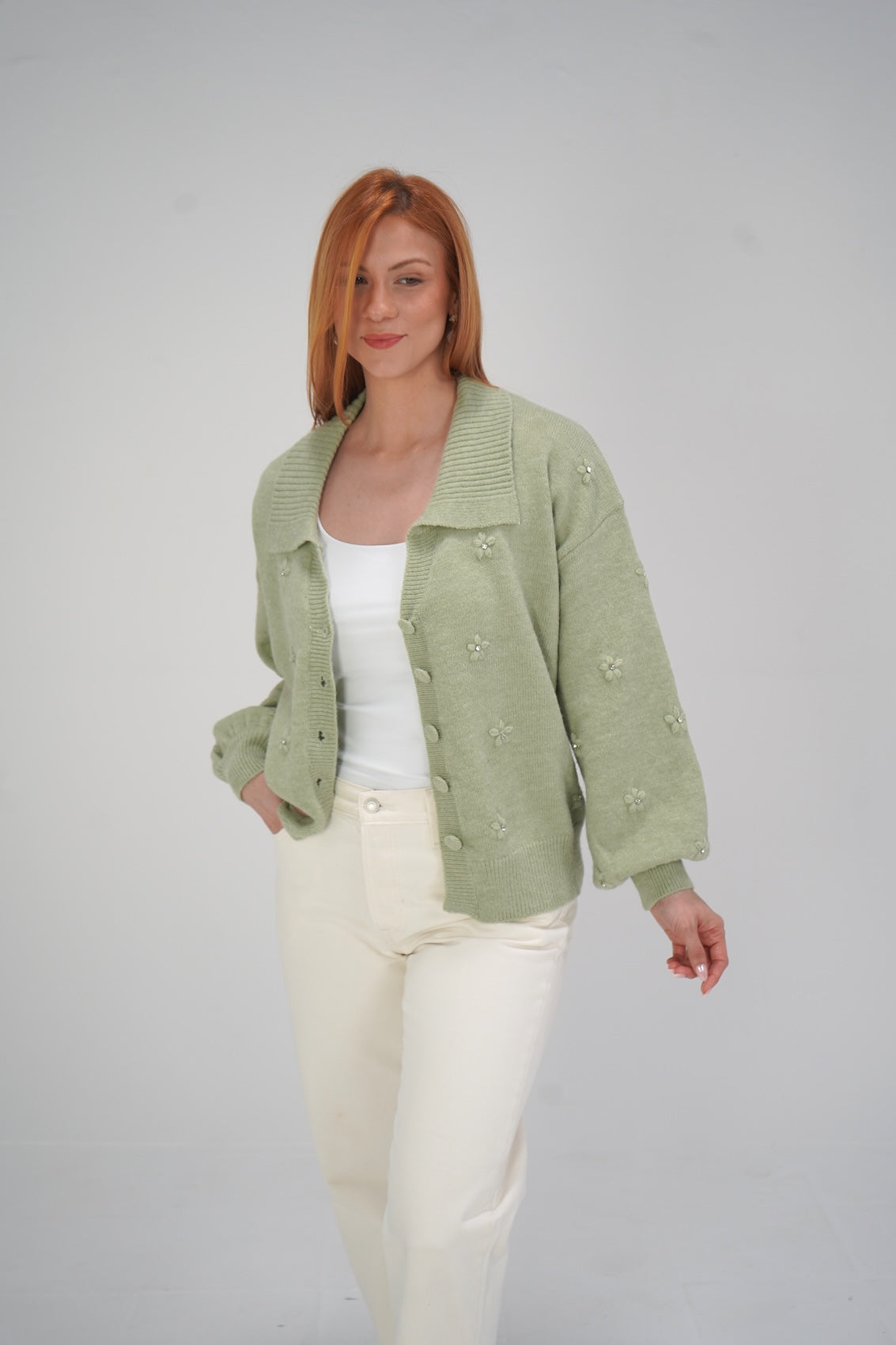 Sage Floral Cardigan