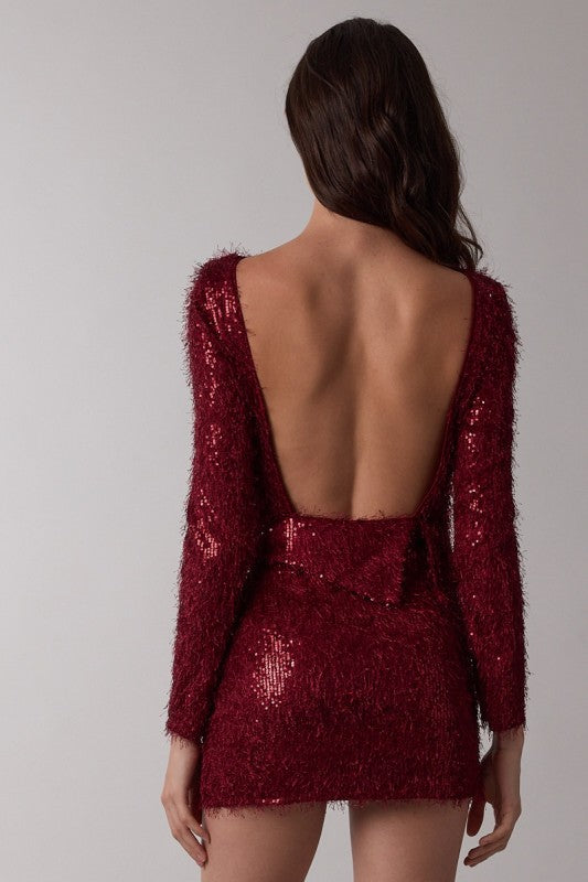 Sequins and Fringe Open Back Dress Juno Bride Sequins and Fringe Open Back Dress Juno Bride
