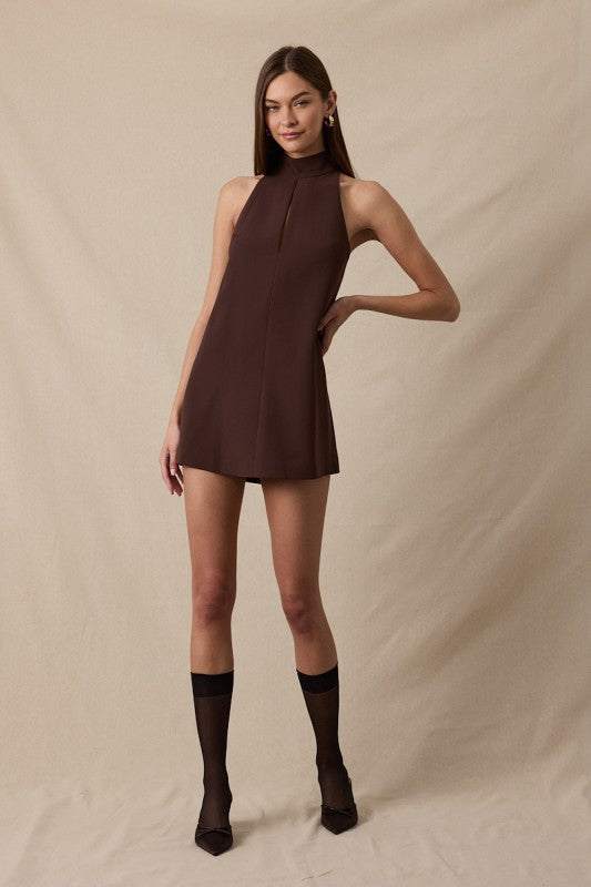 NEW-Chocolate Turtle Neck Mini Dress