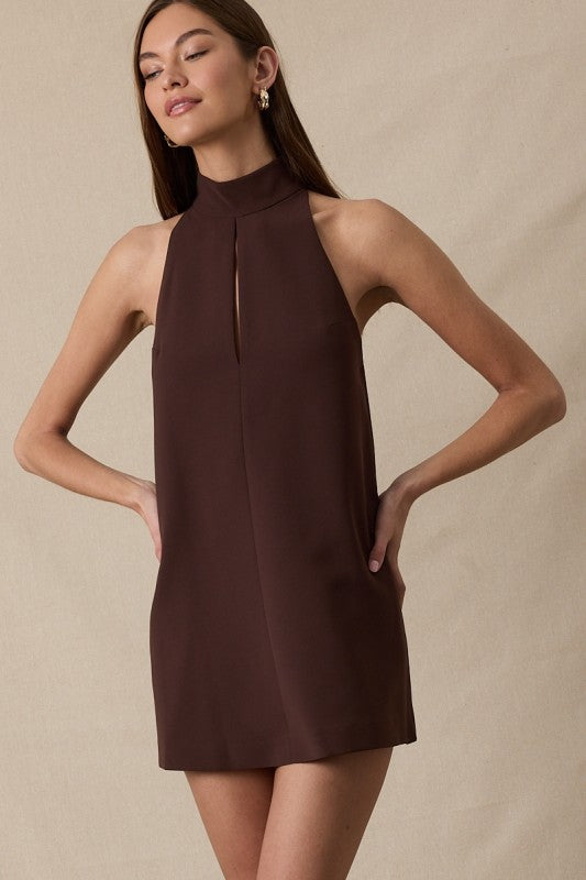 Chocolate Turtle Neck Mini Dress