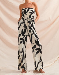 Strapless Back and Cream Jumpsuit