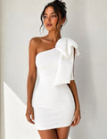 One Shoulder Bow Mini Dress