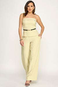 Light Green Strapless Pant Set