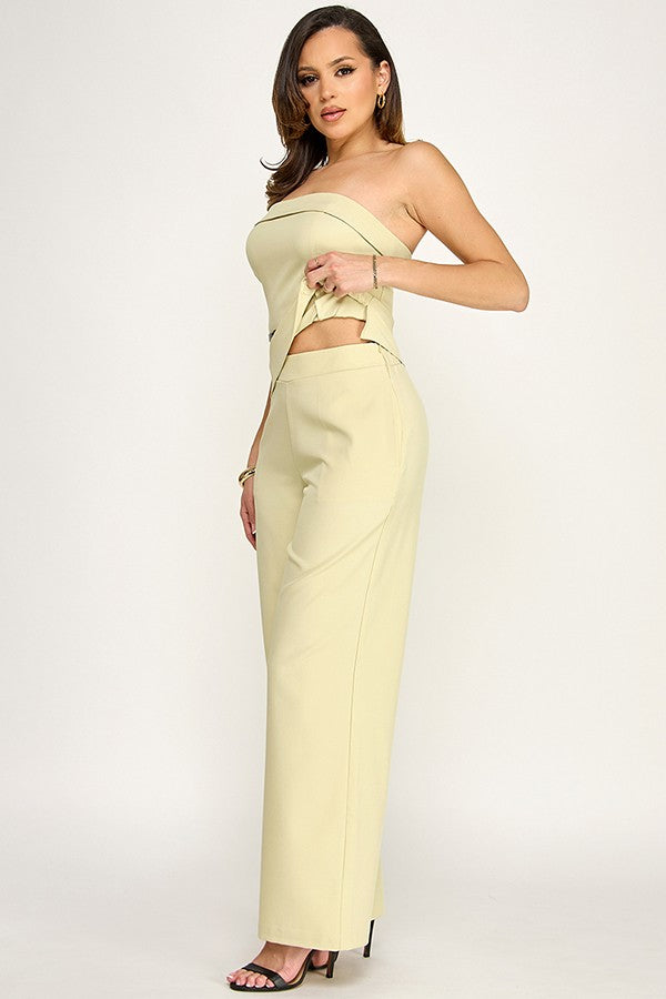 Light Green Strapless Pant Set