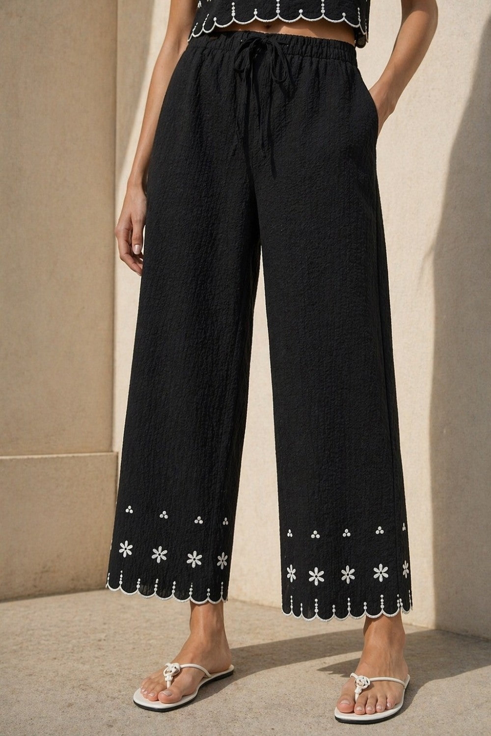 Embroidered Cotton Black Set